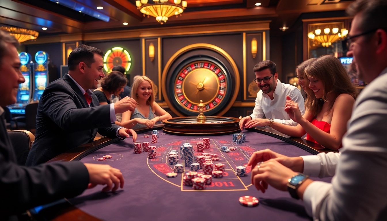 G28 casino table with players enjoying a thrilling card game and vibrant poker chips.