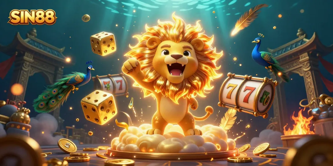 SIN88 showcases a vibrant casino scene with lively characters and dazzling gaming elements.