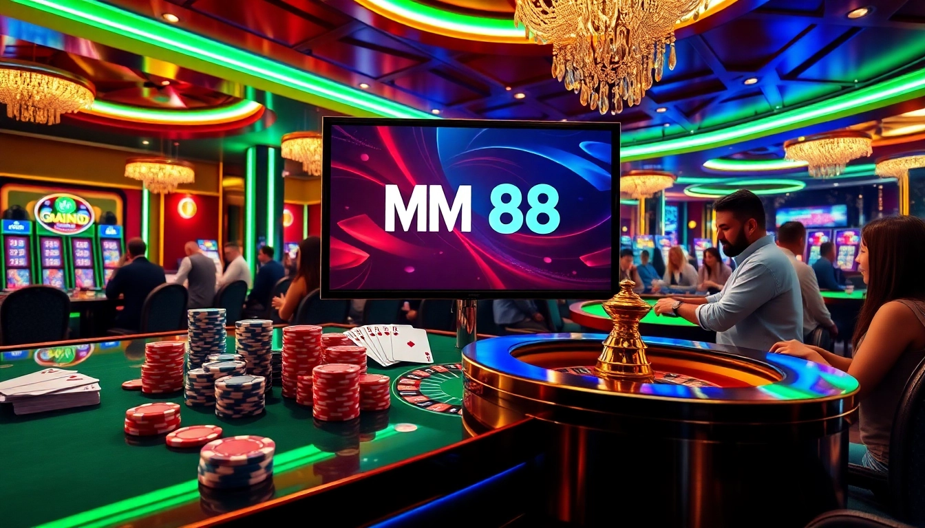 Gamblers engaging with the MM 88 online casino interface, showcasing a vibrant poker scene.