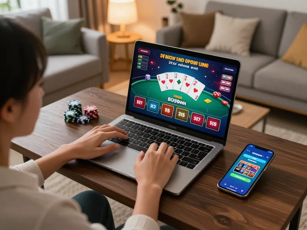 Engaging in online gaming with the 789winh app on a cozy living room setup.