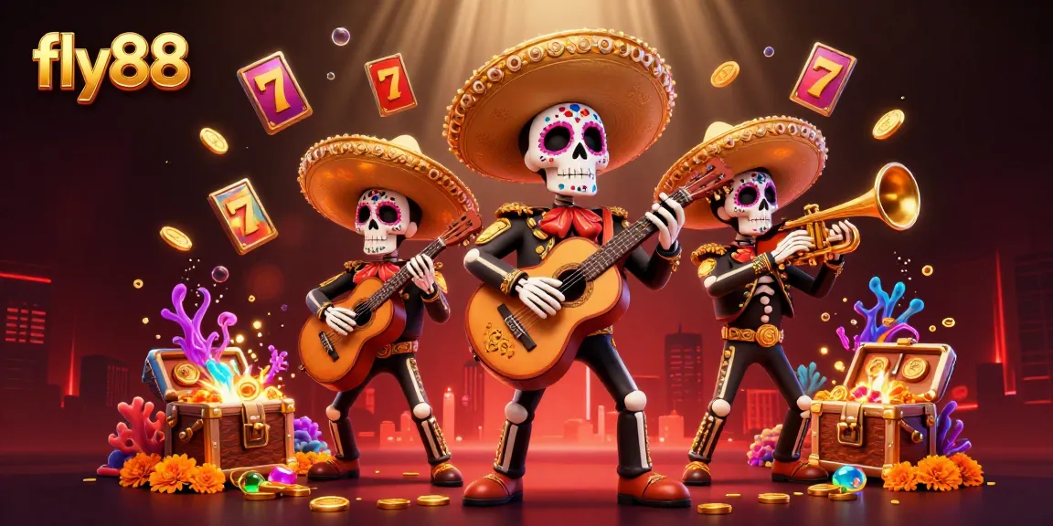 Experience the excitement of fly88 with vibrant mariachis celebrating jackpots amid underwater treasures.