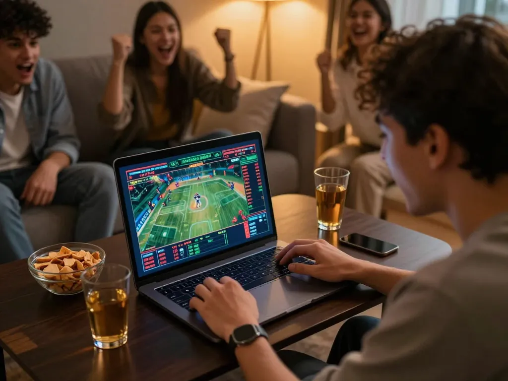 Engaging in sports betting strategies on fabet, highlighting excitement and competitive analysis.