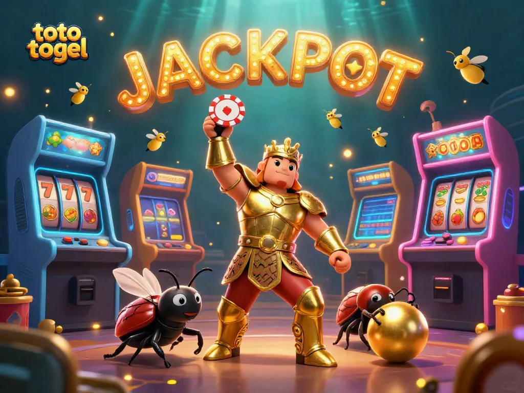 Engage with thrilling toto togel visual featuring colorful casino elements and victorious characters.