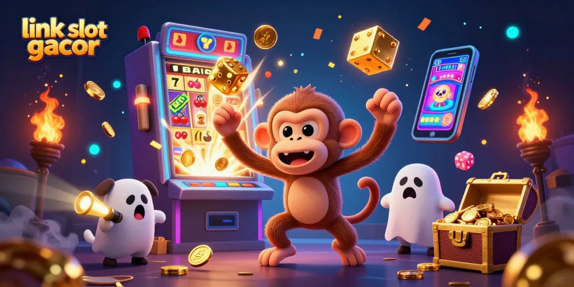 Experience the thrill with link slot gacor, as golden coins and symbols explode in a dazzling casino scene.