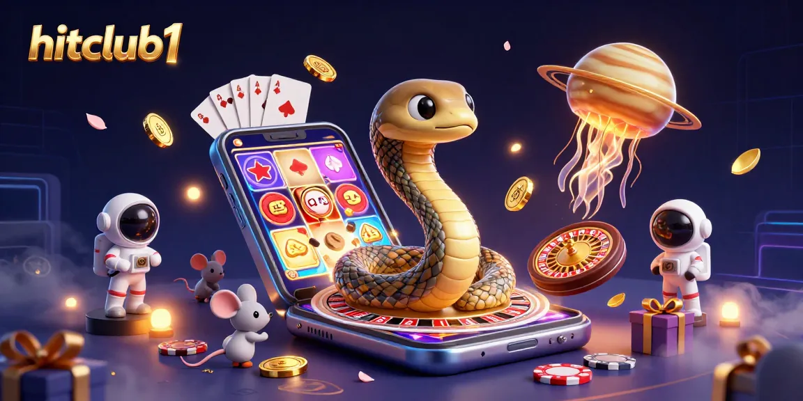 Experience thrilling gaming action at hitclub1 with vibrant 3D illustrations of cosmic roulette and slot adventures.