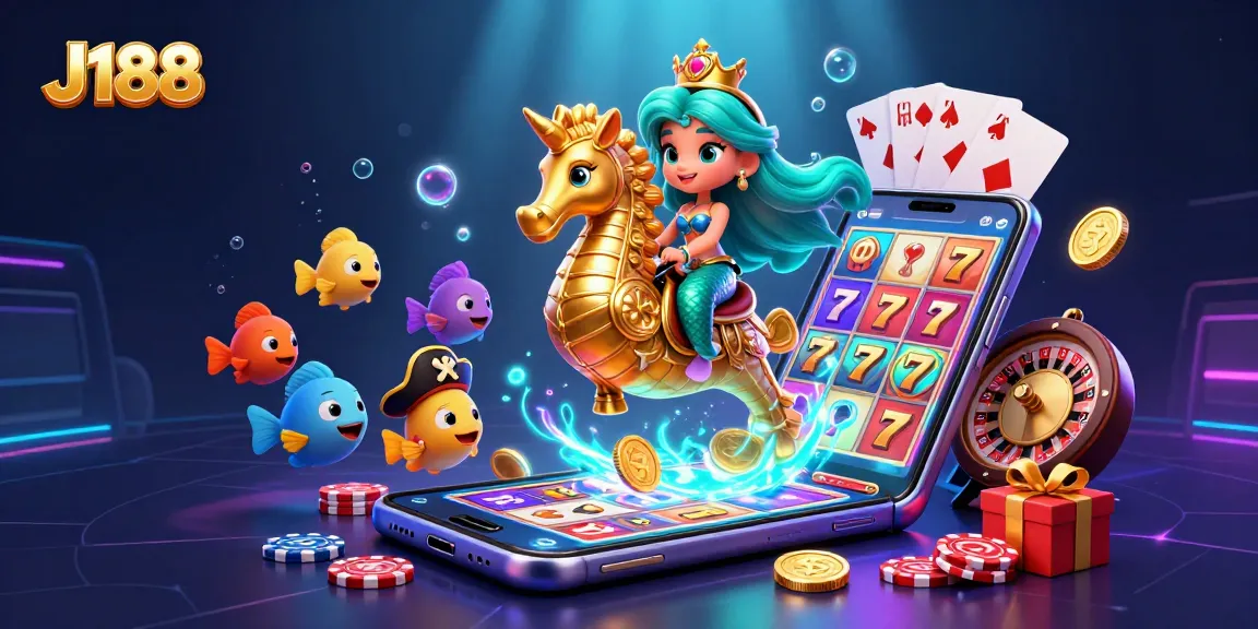 Experience J188's enchanting underwater casino world with a mermaid and seahorse adventure.