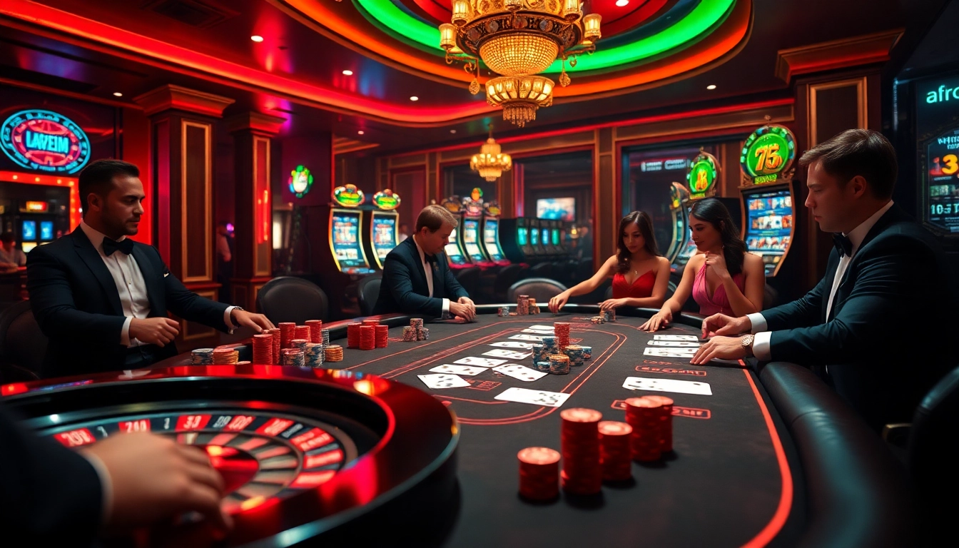 Experience the excitement of high-stakes poker at newphim-themed casino night with elegant players and vibrant games.