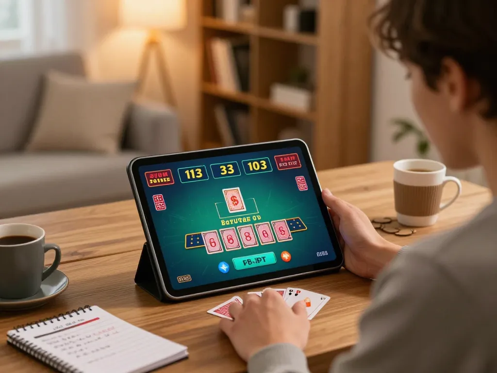 Engaging online blackjack gameplay on tablet showcasing go88vn's live dealer excitement.