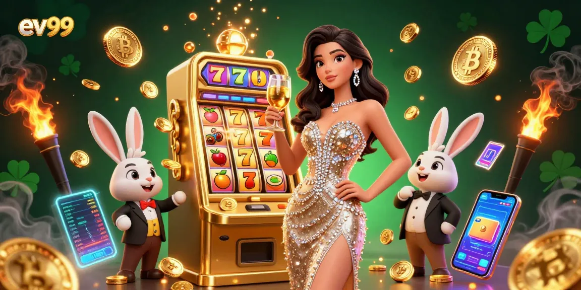 Join the excitement at ev99 casino with gold jackpots, glowing coins, and thrilling slot action.