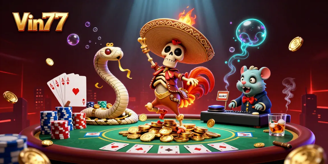 Engaging gaming experience at Vin777 with vibrant characters and detailed casino elements.