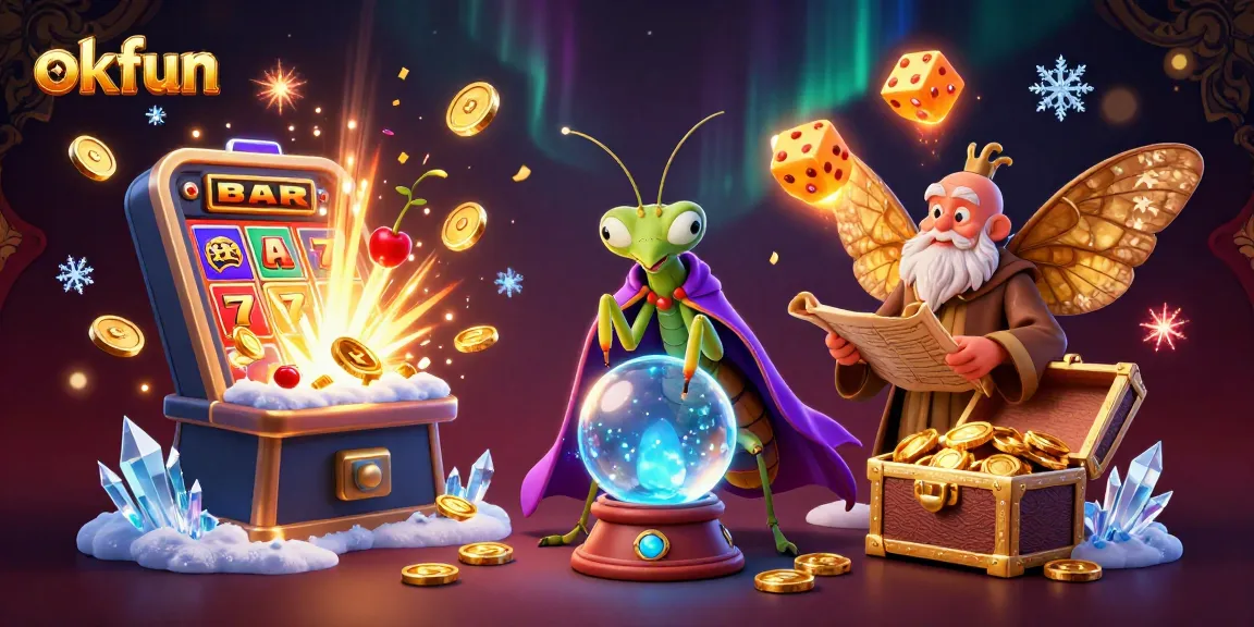 Spin the reels with okfun in a vibrant casino adventure featuring lucky symbols and treasures.