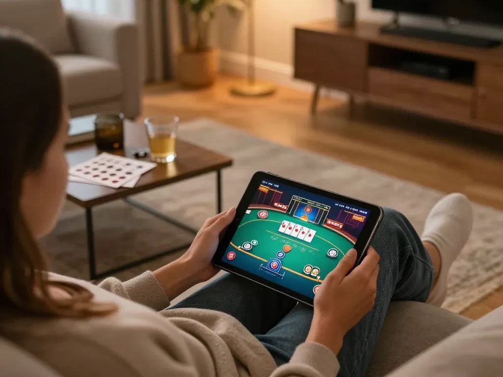 Engaging online gaming moment using abc8go app for a poker game on tablet