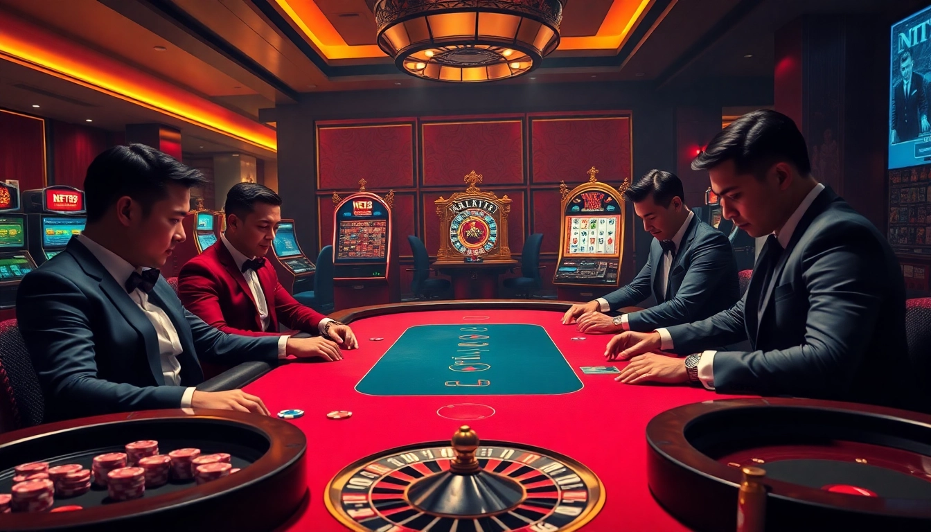 Experience high-stakes poker excitement at NET88 with luxurious tables and vibrant gamblers.