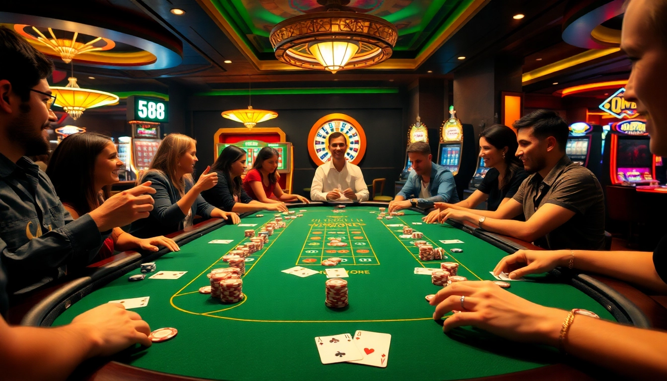 Experience thrilling poker action at uu88 with colorful chips and vibrant casino tables.