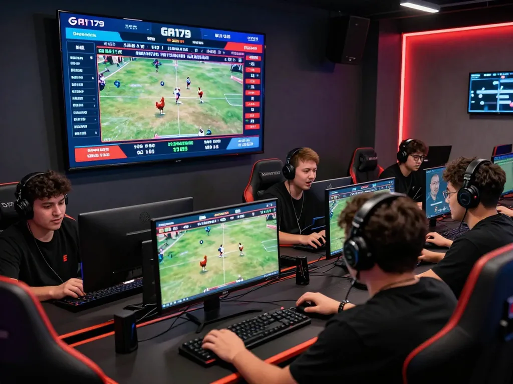 Engaging online betting at GA179 with live cockfighting matches and excited players.