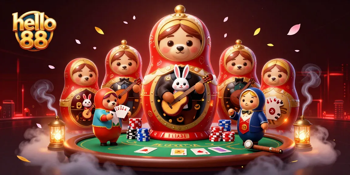 Experience the excitement of hello 88 with a dynamic 3D representation of playful casino elements.