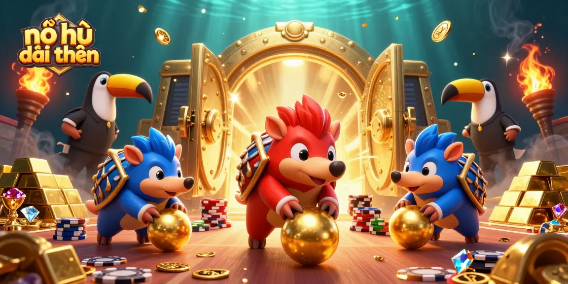 Experience thrilling nổ hũ đổi thưởng as cartoon pangolins roll golden balls while bowling through poker chips.