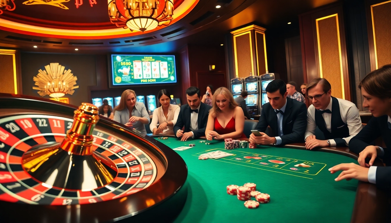 Experience excitement with http://sunwin.loans/ in a bustling casino featuring roulette and poker tables.
