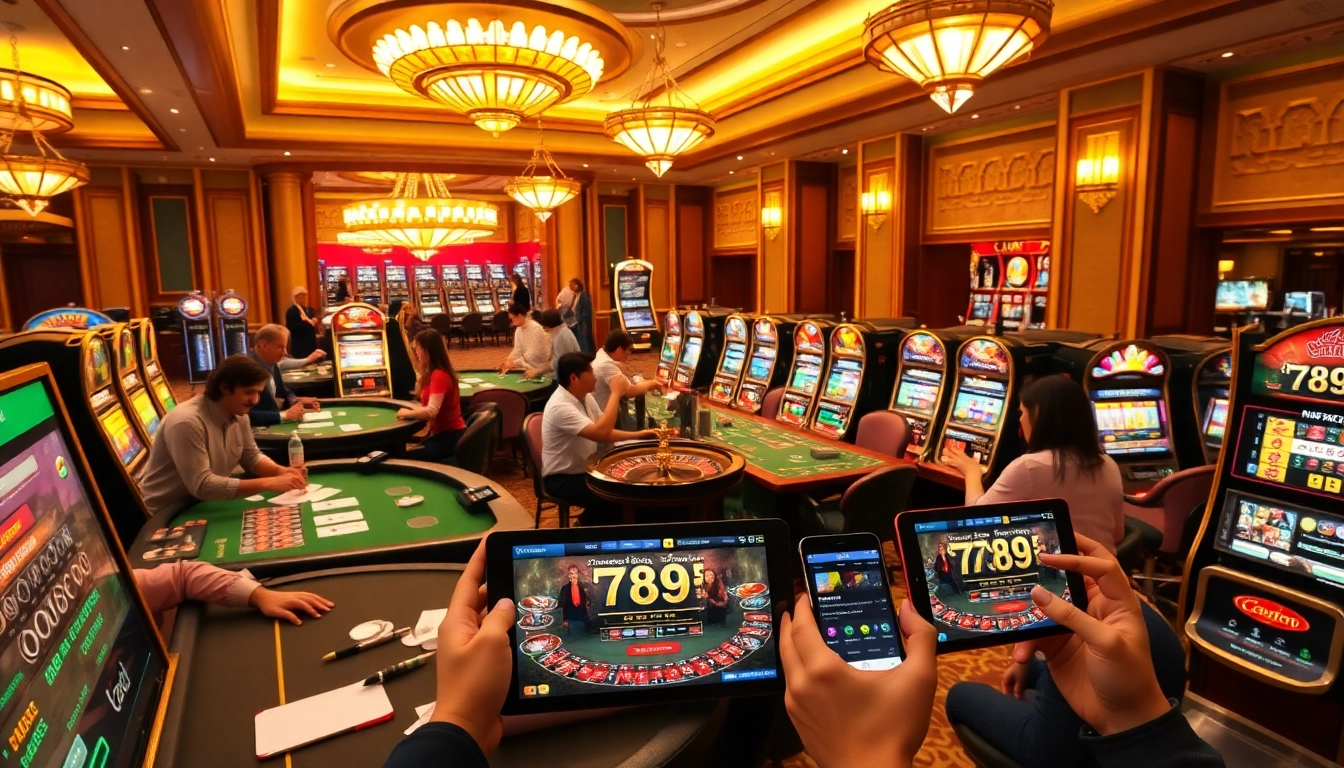 Entranced players enjoying thrilling games at https://789f.site/ in a stunning casino atmosphere.