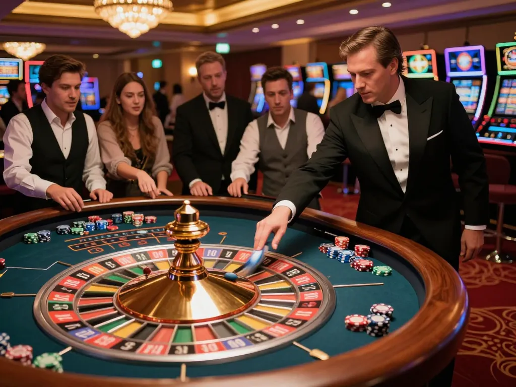 Players engaging in thrilling roulette gameplay at RED88 casino, showcasing vibrant atmosphere and excitement.