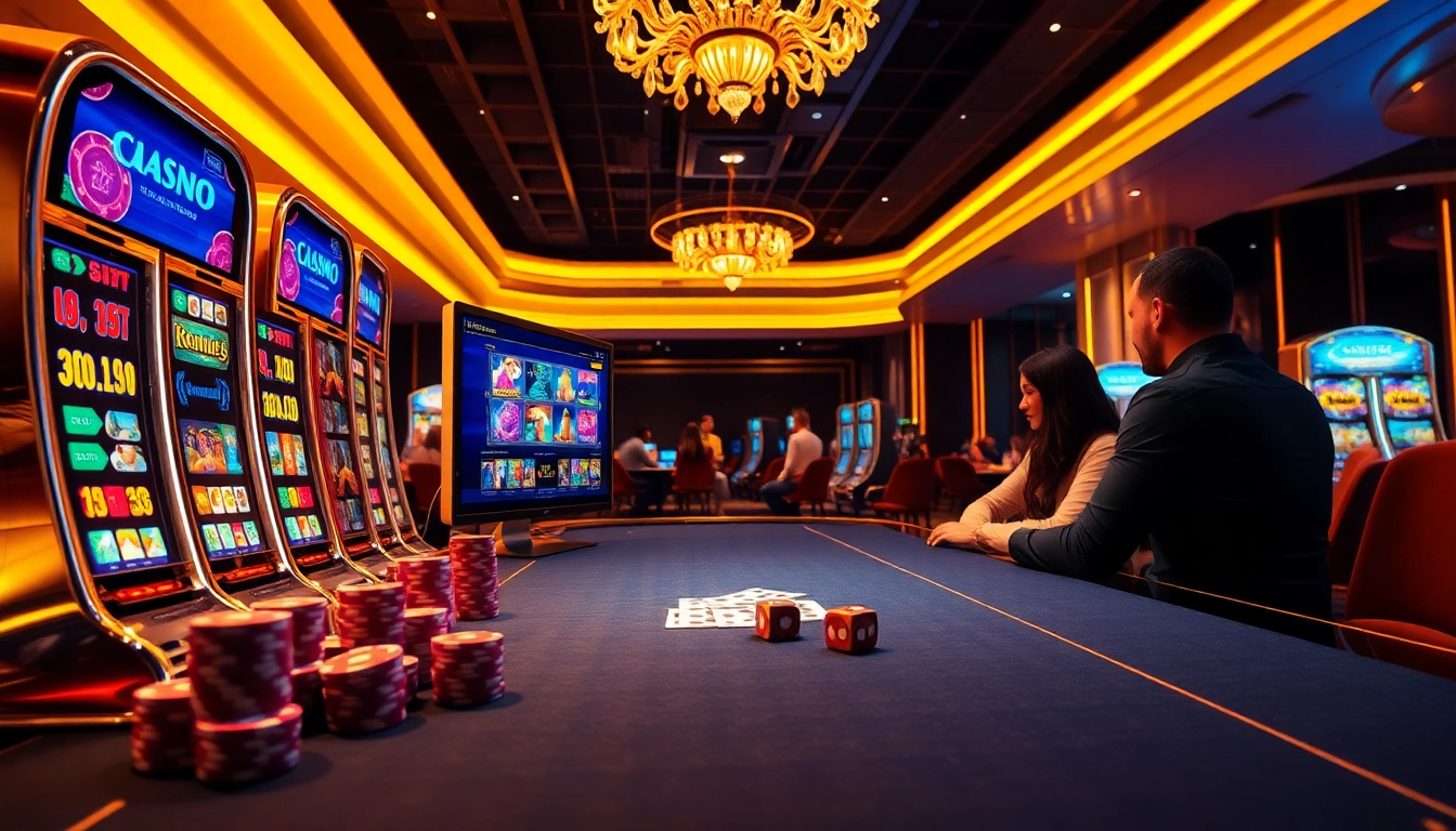 Nohu online casino players engaging with vibrant slot machines and a modern betting interface.