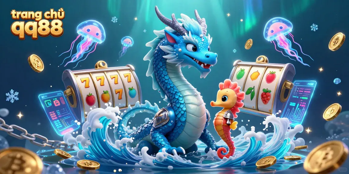 Experience the thrill of slots at trang chủ qq88 featuring a vibrant water dragon, a seahorse knight, and glowing jellyfish.