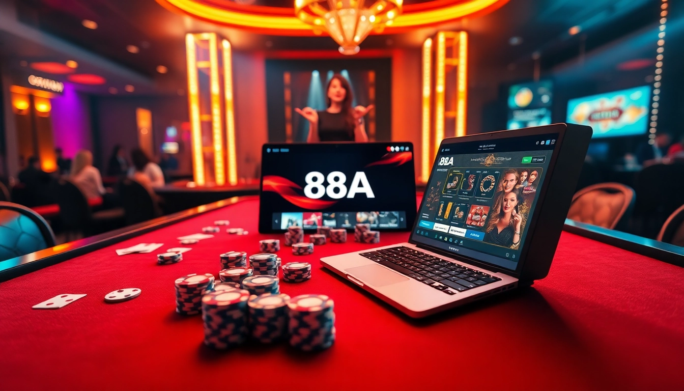 Experience thrilling online gaming with 88AA Đăng nhập amid a luxurious casino atmosphere.