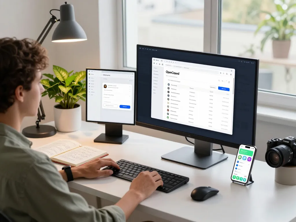 OpenClawd setup in a modern office, showcasing personalized AI assistant integration.