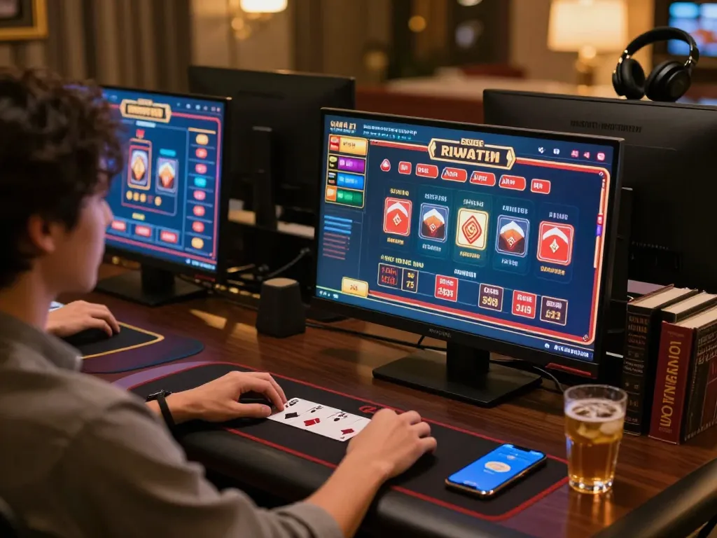 Playing poker online at multiple screens in an elegant setup on jun88 com gaming platform
