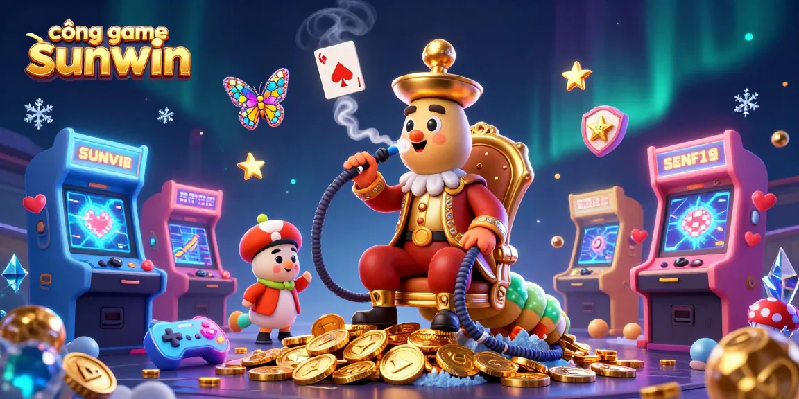 Vibrant illustration showcasing cổng game sunwin with animated characters in a lively casino environment.