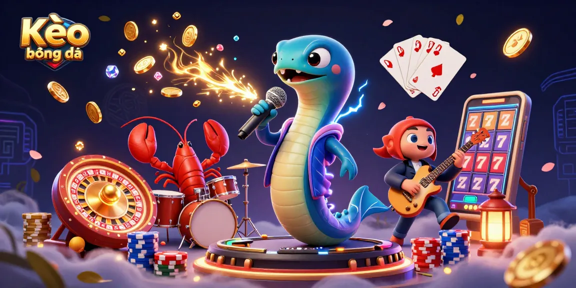 Kèo bóng đá action scene with a DJ electric eel, lobster drummer, and seahorse guitarist in an underwater casino