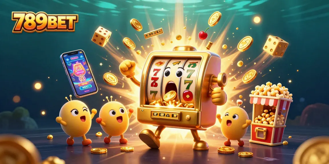 Experience the excitement of 789BET with a golden slot machine celebrating its jackpot triumph!