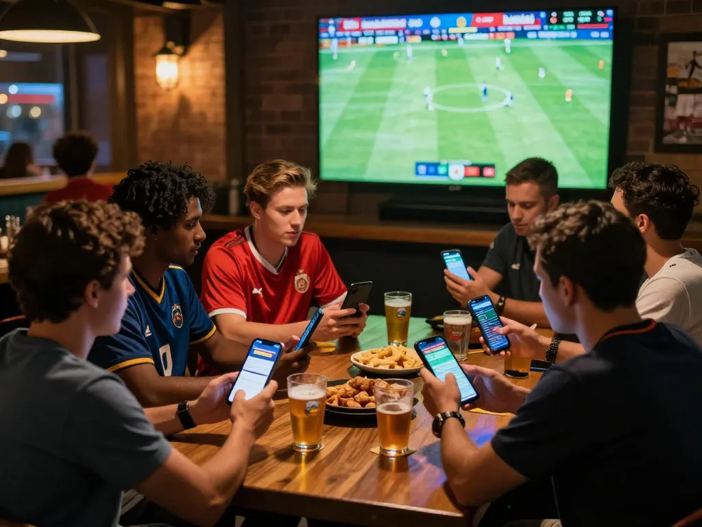 Place your bets on 33WIM, engaging in thrilling sports betting action with friends at a lively venue.