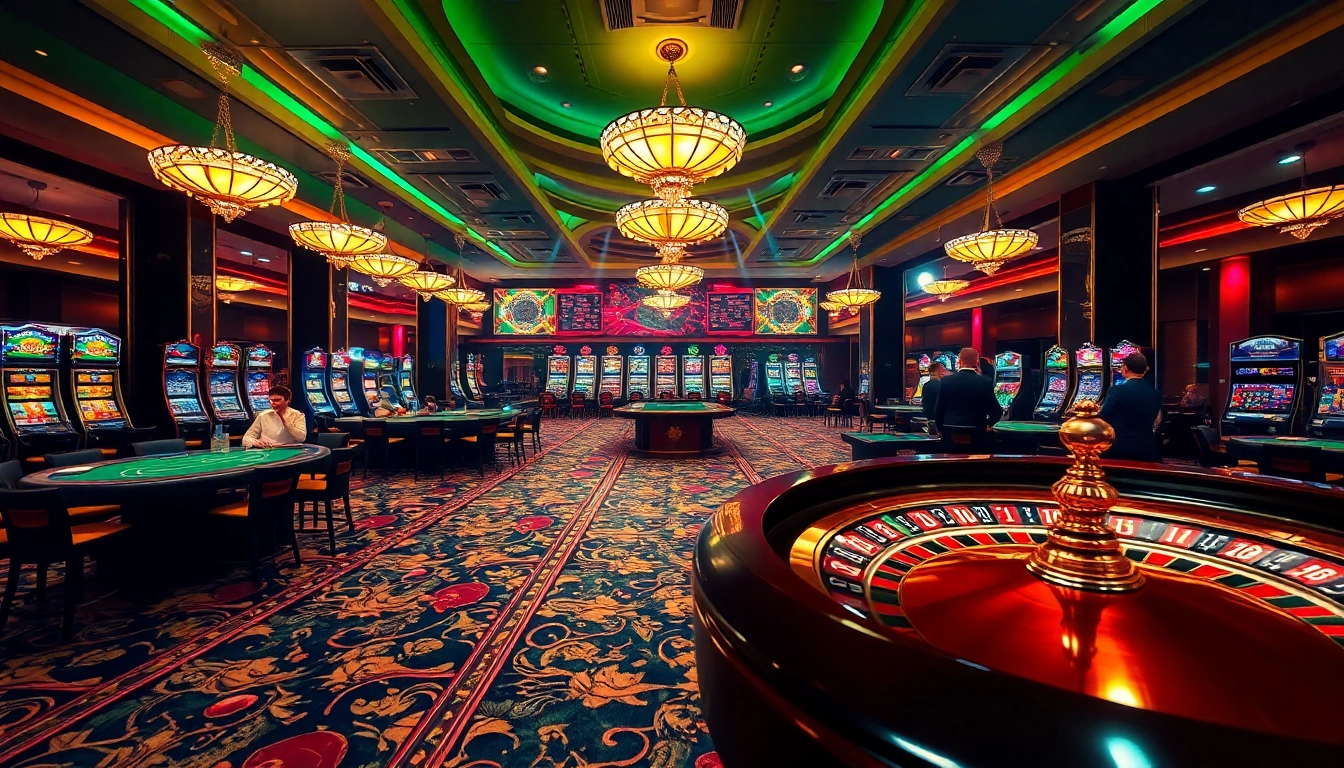 x88 com casino scene showcasing vibrant tables and excited players engaged in games