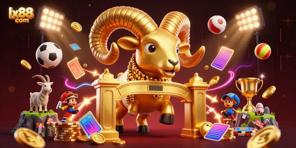 Engage in excitement at lx88 com with this vibrant 3D illustration showcasing dynamic sports betting.