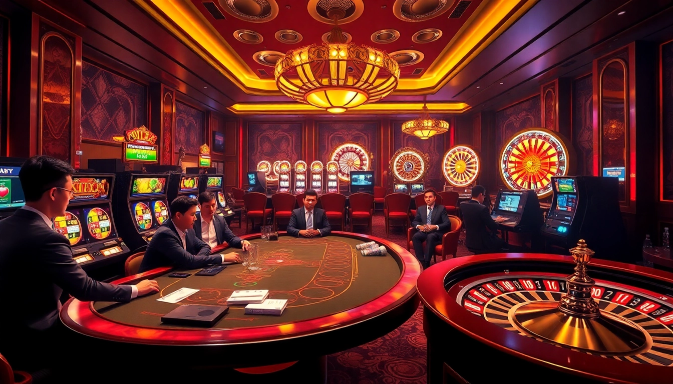 Experience thrilling moments at Nhà cái 8DAY with poker tables and vibrant slot machines.