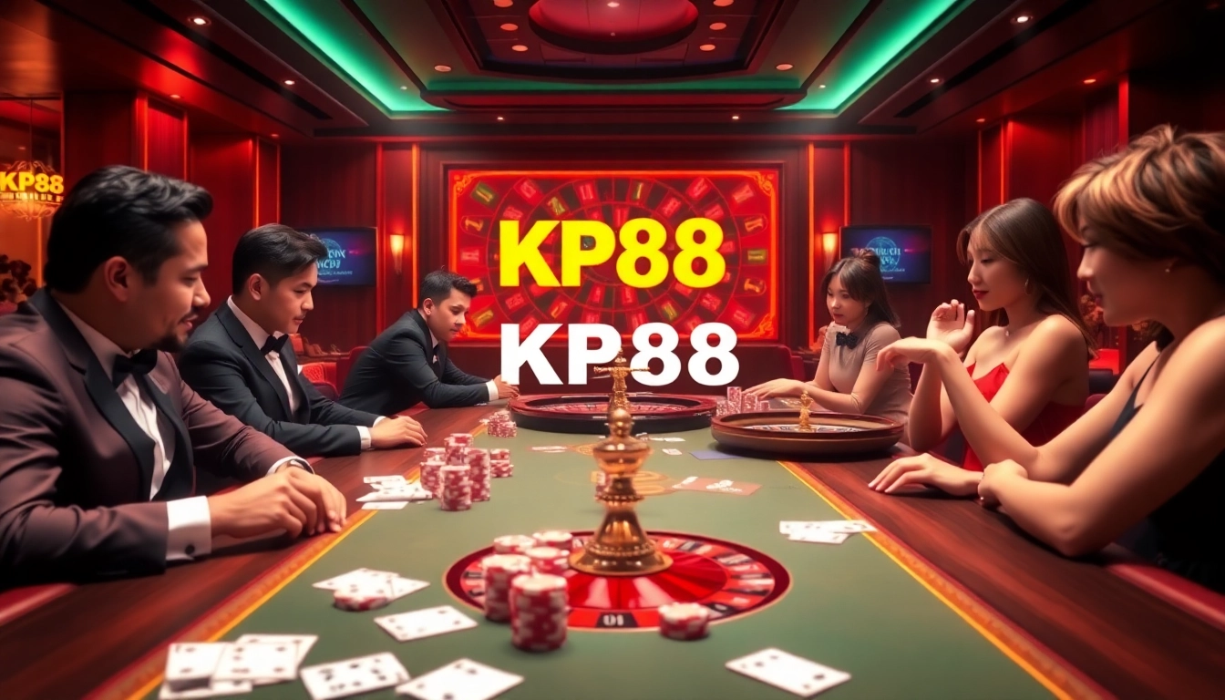 Engage in exciting gameplay with KP88 online, featuring vibrant casino tables and action-packed betting scenes.