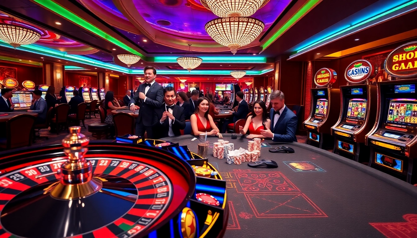 Experience the thrill of roulette and poker at https://www.bdtk66.blog/ with excited players in a luxurious casino setting.