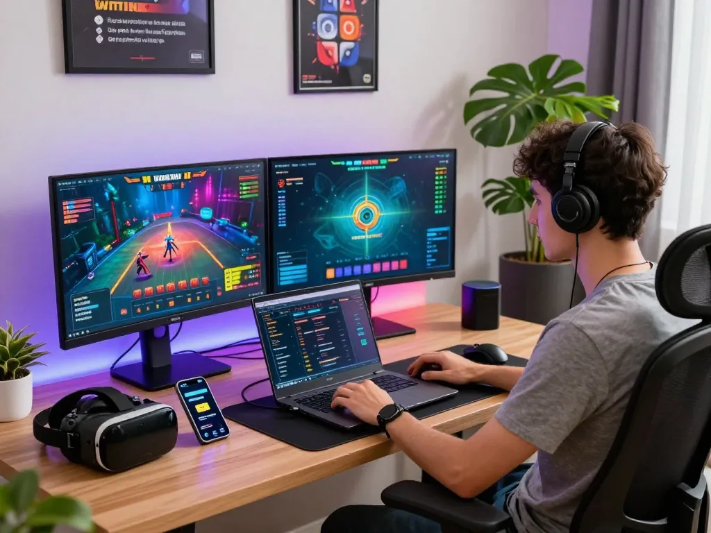Online betting experience with sunwin gaming setup in vibrant home office