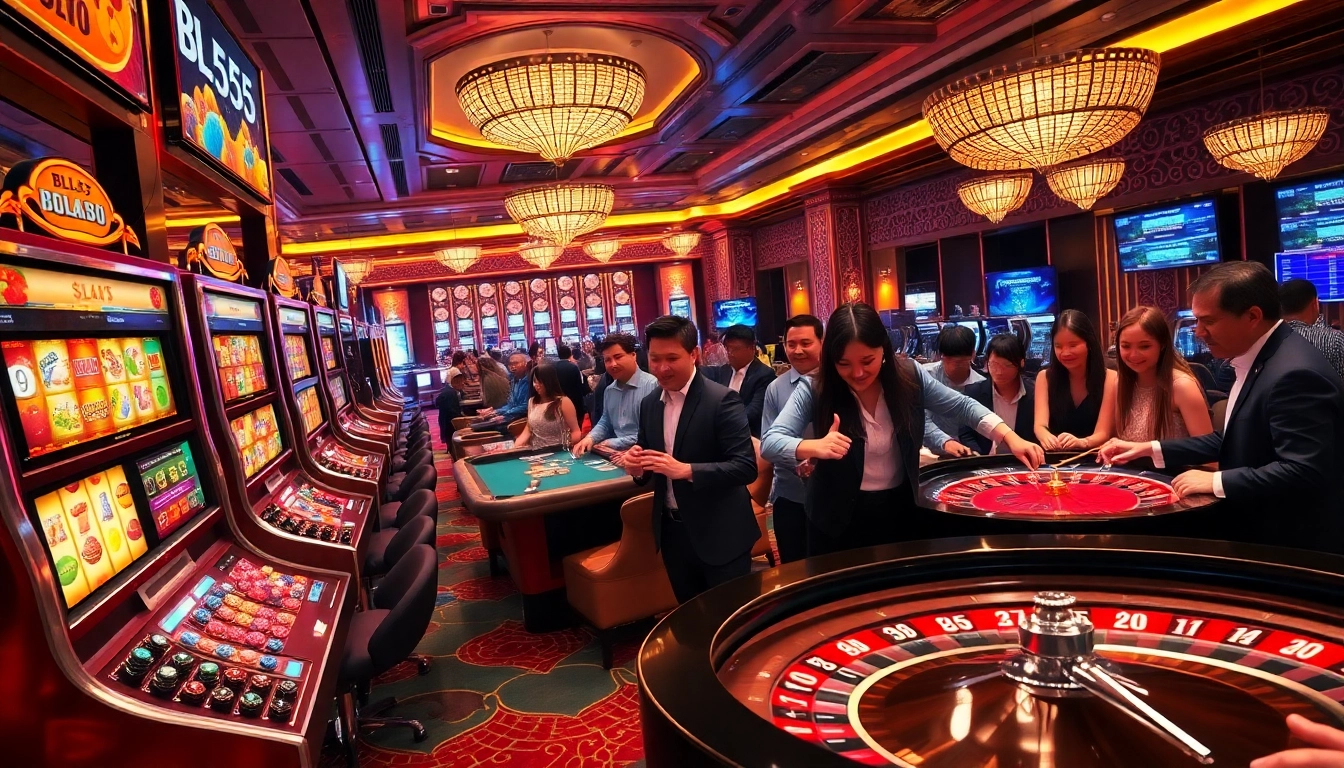 Exciting gambling at https://bl555.tech/ with vibrant slot machines and engaging players.